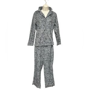 Ann Klein  Cozy ladies fleece  Pajamas in Black and Gray
